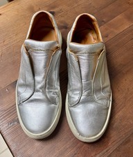 RUSSELL & BROMLEY SILVER LEATHER TRAINERS SIZE 39 or 6