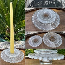 ?RARE R. LALIQUE DAHLIA Footed Two Part CANDLE HOLDER SIGNED MODEL 2114 C1934