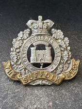 Suffolk Regiment, Genuine Victorian British Army Cap Badge.