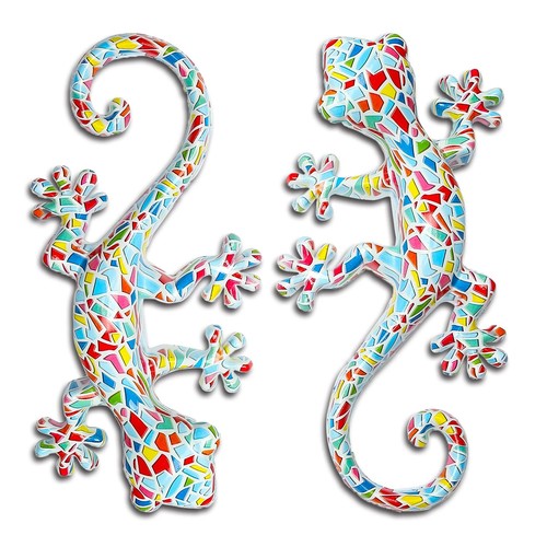 Resin gecko wall art - art, garden