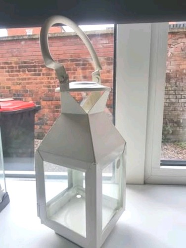 White metal candle - white,