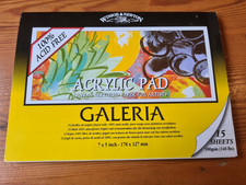 Winsor & Newton Acrylic Pad, canvas textured paper 7 x 5 inch, 15 sheets, new