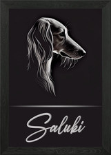 Saluki portrait framed wall - saluki,