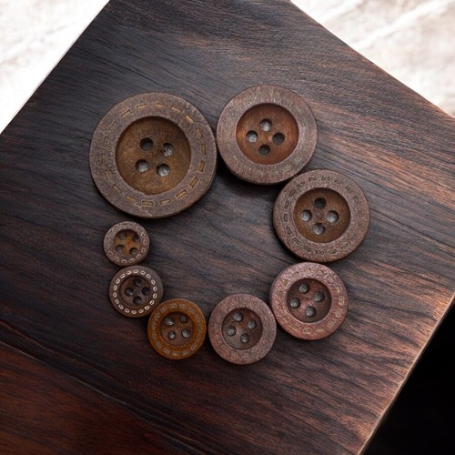 Brown wooden buttons with - brown,