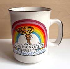 Vintage Los Angeles Home of the 1984 Summer Games Olympics Torch Rainbow Mug Cup