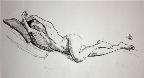 Original female charcoal - charcoal, on