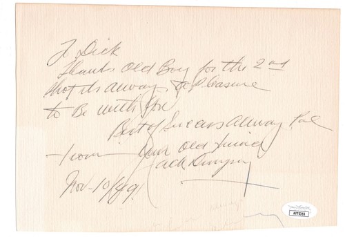 Jack dempsey autographed cut - dempsey,