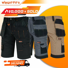 Mens Cargo Combat Work Shorts Black Grey Khaki with Holster Pockets Mens Shorts