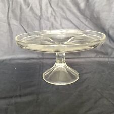 Pedestal Cake Plate/Stand 1970's Clear Glass  13 cm Tall  24 cm Diameter
