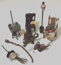 Dolls house miniature 1:12 witch wizard spooky job lot - dragon, cat