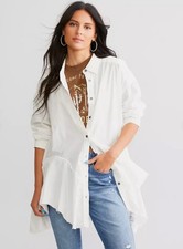 Free People Freya Poplin Tunic/Shirt  White Size Large RRP £118
