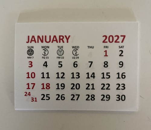 2027 self stick - 12, month