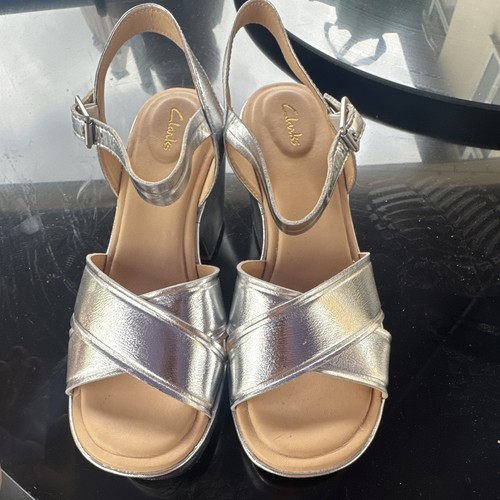 Clarks silver strappy block - silver,