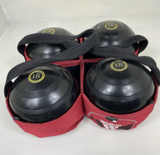 Set of 4 Rinkmaster Lawn Bowls With Welkin Carrier - Size 5 - Black