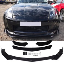 For Nissan 350Z 370Z GT-R R34 Gloss Black Front Bumper Spoiler Lip Splitter Kit