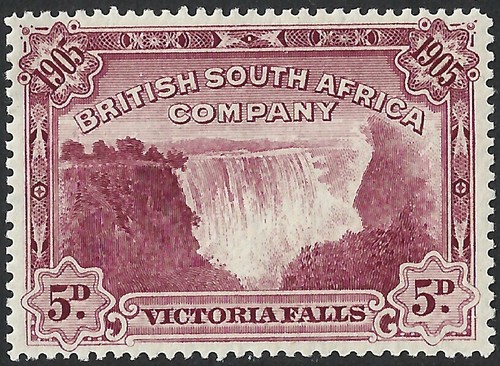 Rhodesia 1905 claret perf - 1905, 5d