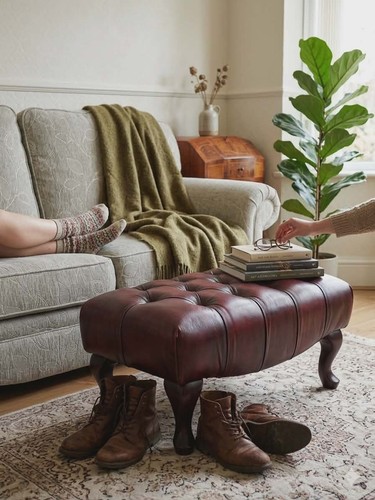 Chesterfield oxblood footstool