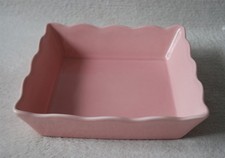 Beautiful Ceramic Light Pink Square Dish Scalloped Edges Tiramisu Dessert 24cm