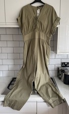 ZARA KHAKI COTTON JUMPSUIT