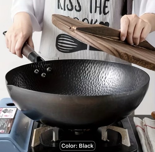Pure iron wok non - coated, cast