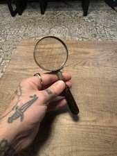 Vintage Wood and Metal Magnifying Glass with Handle