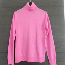 MASSIMO DUTTI Pink Fine Knit 100% Wool Roll Neck Jumper/Pullover . Size  S.