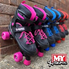 M.Y X-Skate Quad Roller Skates Kids Skates 4 Wheel Adjustable Sizing 3 Colours