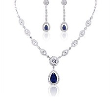 White gold finish pearcut blue