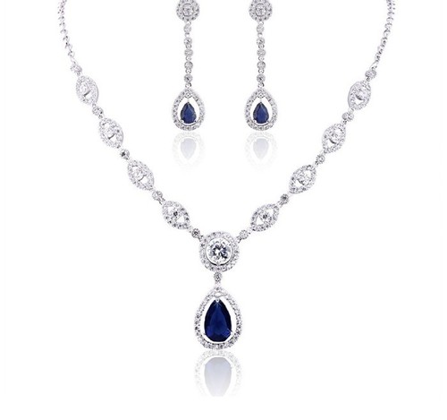 White gold finish pearcut blue
