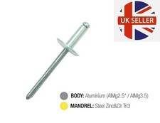 LARGE FLANGE HEAD POP RIVETS OPEN BLIND ALUMINIUM/STEEL 3.2mm 4.0mm 4.8mmØ