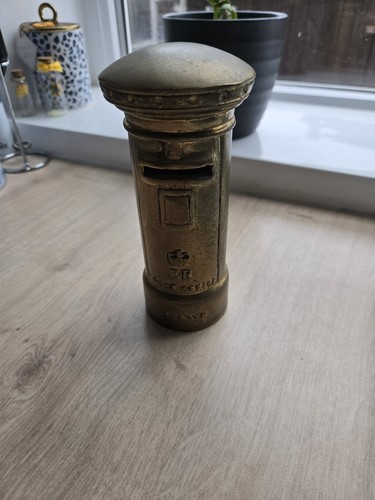 Vintage brass pillar post box - pillar,