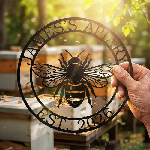 Custom bee apiary - metal, sign