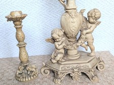 A Santini Cherub Rococco Urn Holder Candlestick Vintage Resin Gothic Dramatic