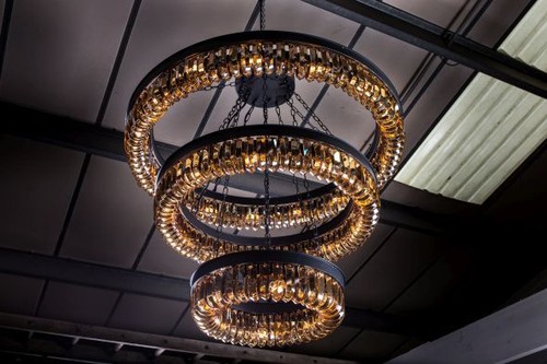 Amber crystal chandelier - amber,