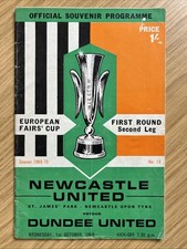 Newcastle United v Dundee United - European Fairs Cup 1R 2L - 1st Oct 1969