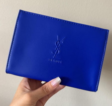 YSL Beaute Yves Saint Laurent Small Blue Pouch Makeup Bag/Case Purse Clutch