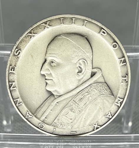 Silvered bronze medal pope - silvered, medal-pope