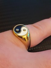 18K Gold Plated Yin-Yang Men's Fashion Ring - (B) - Size T 1/2