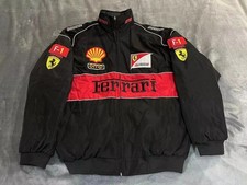 NEW Adult F1 Racing Jacket Ferrari Jacket Black Embroidered Cotton Padded