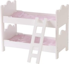 Wooden Doll Bunk Bed Dolls Furniture Doll Bed with Ladder and Bedding Set Fit u