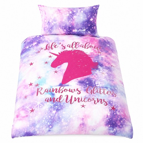 Girls unicorn single duvet - single,