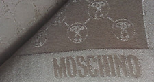 Moschino light gold logo large square silk scarf