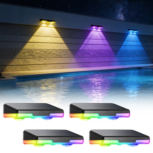 4pcs rgb led solar fence - rgb,