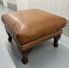 JOHN LEWIS TETRAD ‘COMPTON’ LARGE LEATHER TAN FOOTSTOOL - STUNNING CONDITION