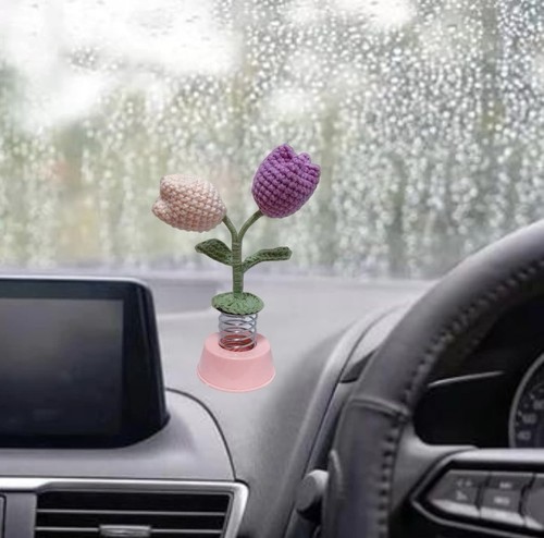 Knitted tulips bobblehead - knitted,