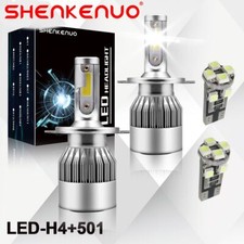 For Fiat Punto 2004-2012 H4 Xenon White Headlight Bulbs 501 Led Side Light Bulbs