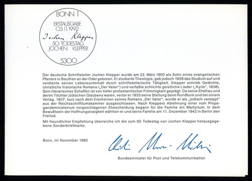 Frg ministerial card 1992 - card,