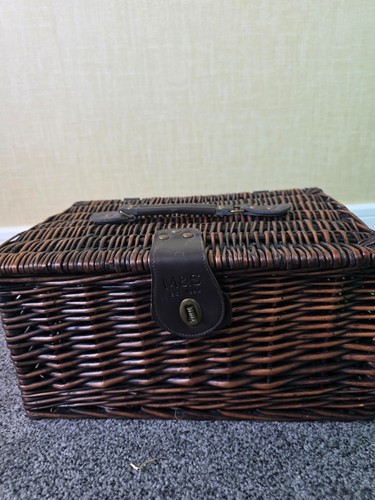 Dark brown wicker hamper - wicker,