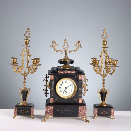 Antique triptych clock bronze - triptych,