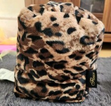 Fleur de lis Tan Leopard door stoppe Sand Filled Polyester plush ,Rare